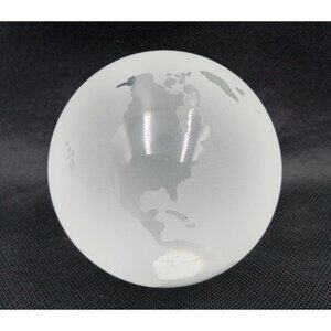 World Globe Art Glass Paperweight Frosted Clear Glass Earth